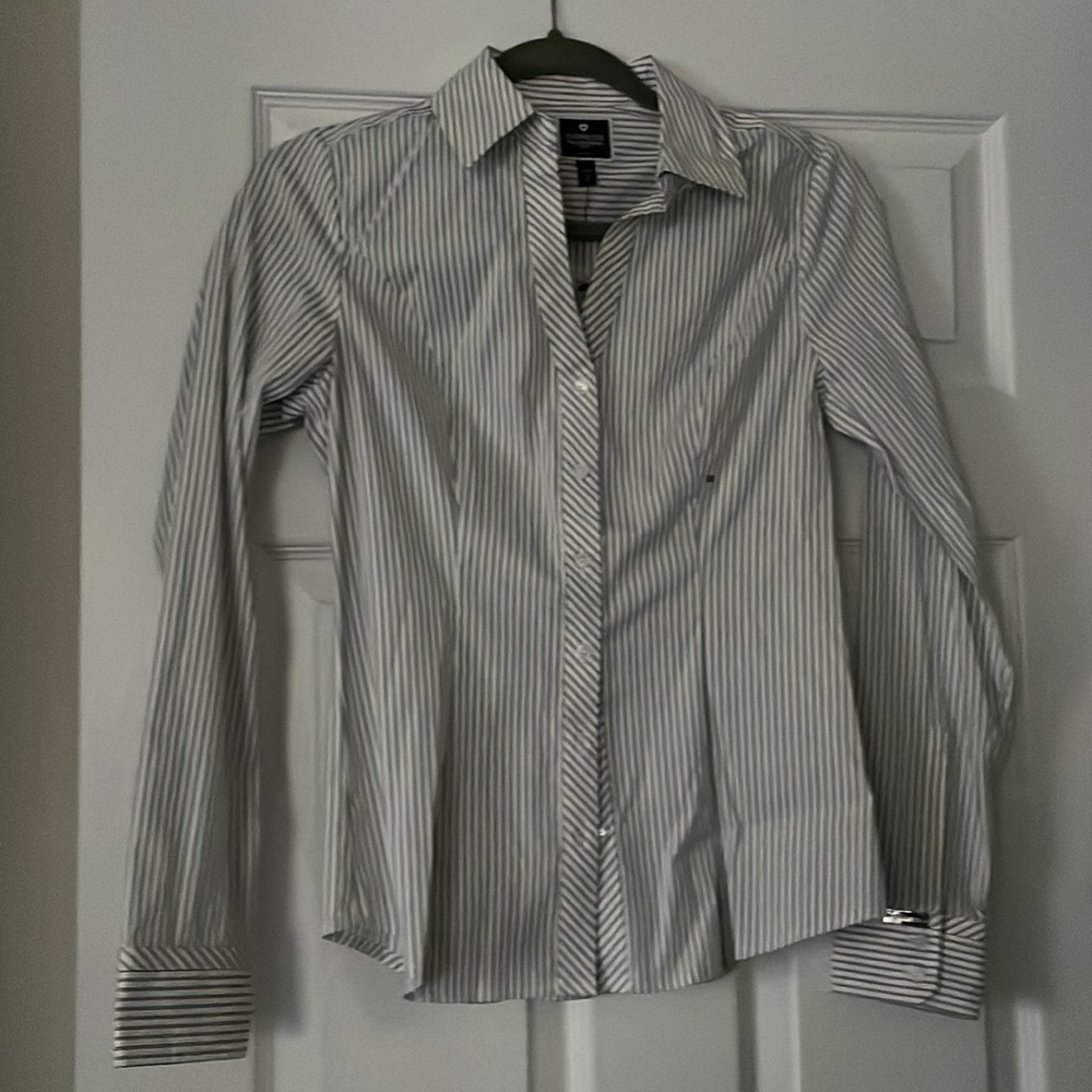 Express Essential Button Down Stripped Dress Shirt - image 1